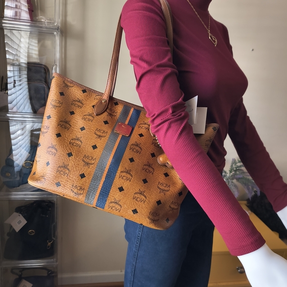 MCM Brown and Blue Women's Tote Bag - Picture 7 of 11